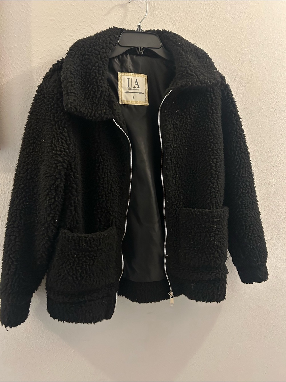Black Teddy Jacket with Zipper